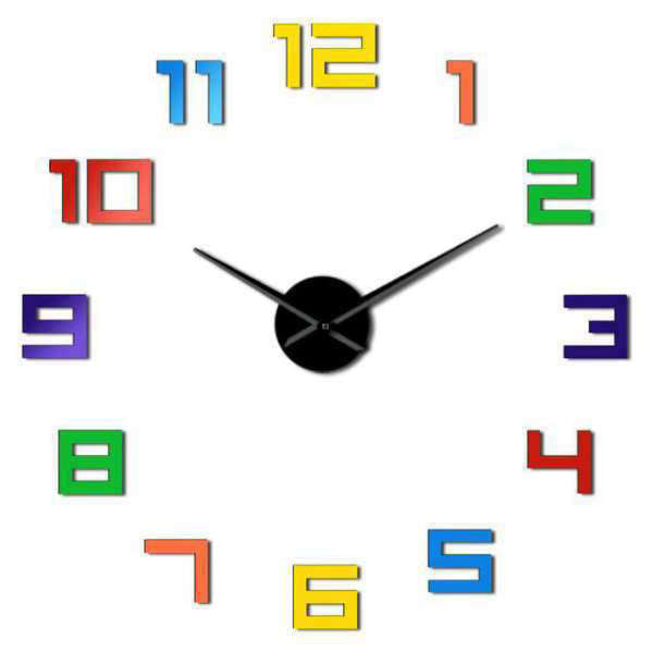 Bunte 3D Wanduhr Aufkleber Regenbogen