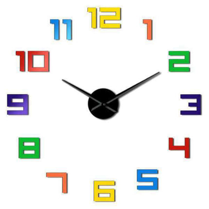 Bunte 3D Wanduhr Aufkleber Regenbogen