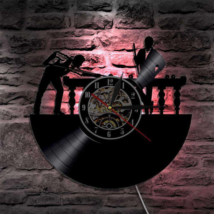 LED Wanduhr Schallplatte Billard Retro