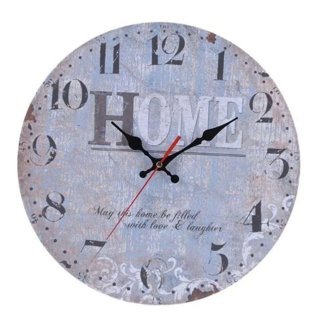 Graue Vintage Holzuhr im Landhausstil