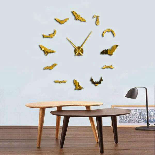 DIY Wandtattoo Uhr mit Fledermäusen