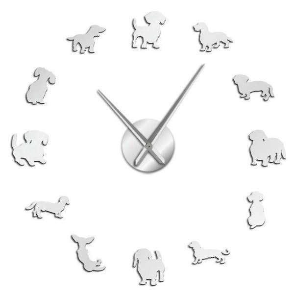 Wanduhr Aufkleber Dackel Welpen Design