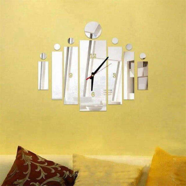 Rechteckige Design Spiegel Wanduhr DIY