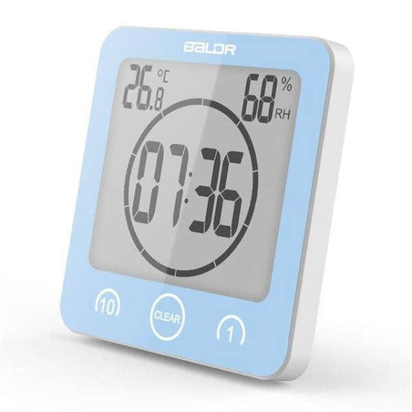 Digitale Baduhr mit Temperaturanzeige quadratisch