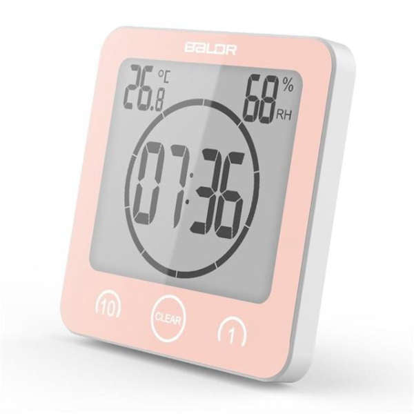 Digitale Baduhr mit Temperaturanzeige quadratisch