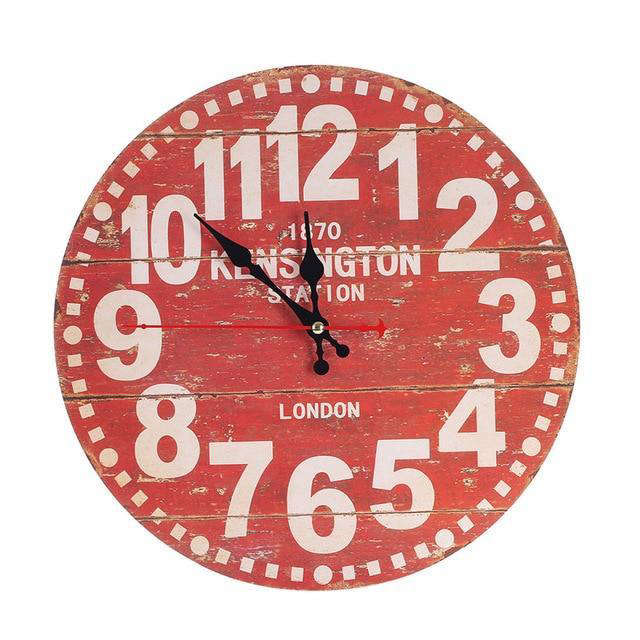 Rote Retro Wanduhr Kensington Station