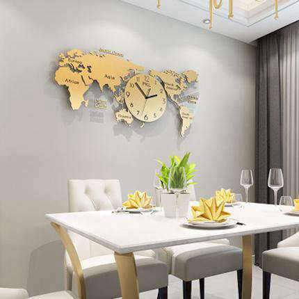 Moderne Wanduhr Weltkarte für Wohnzimmer