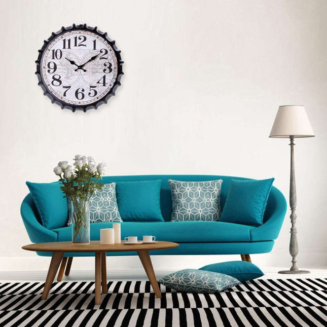 Retro Wanduhr in Bierdeckel Optik