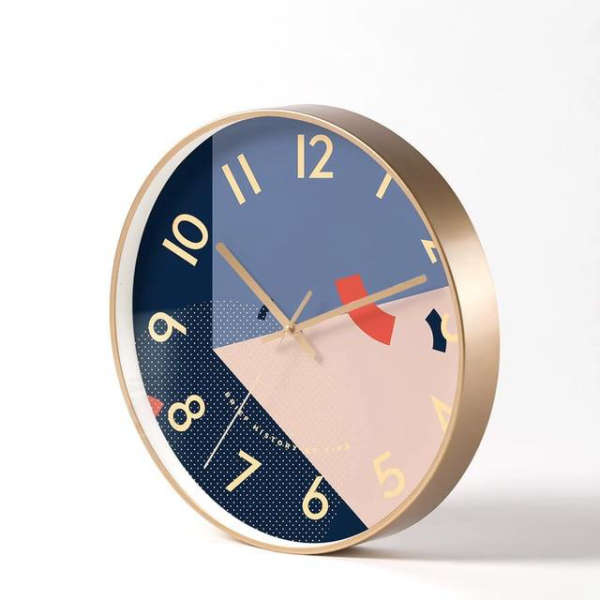 Retro Wanduhr buntes geometrisches Design