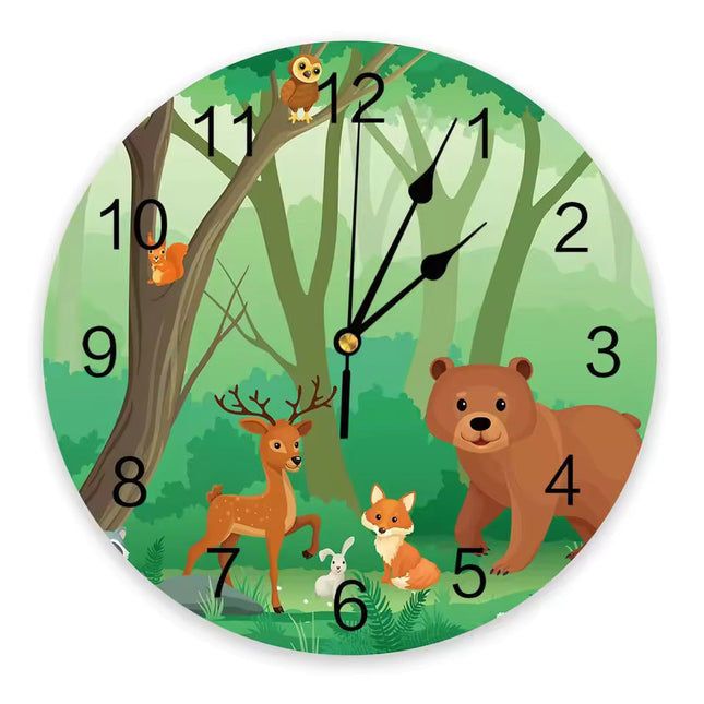 Wanduhr für Kinderzimmer mit Füchsen