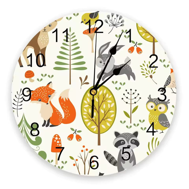 Wanduhr für Kinderzimmer mit Füchsen