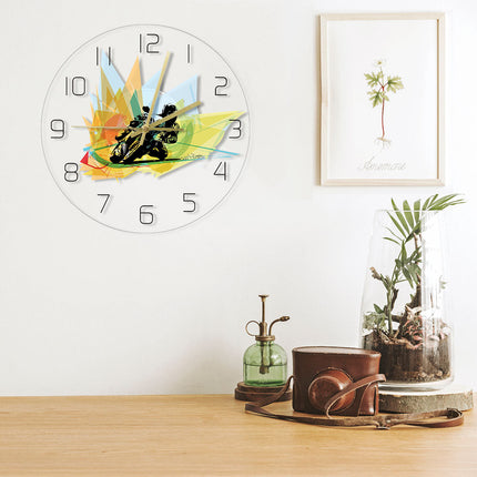 Wanduhr mit Rennmotorrad Motiv abstrakt