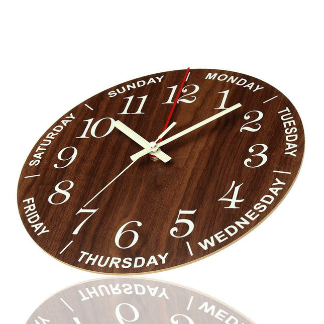 Holz Wanduhr mit Wochentagen Design