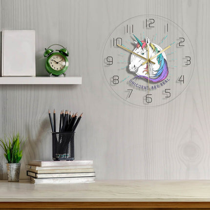 Wanduhr mit Einhorn für Mädchenzimmer