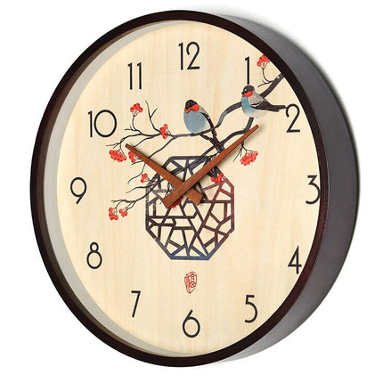 Wanduhr Holz mit Bambus Motiv