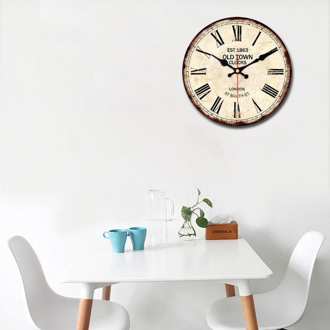 Vintage Wanduhr London Stil Cremeweiß