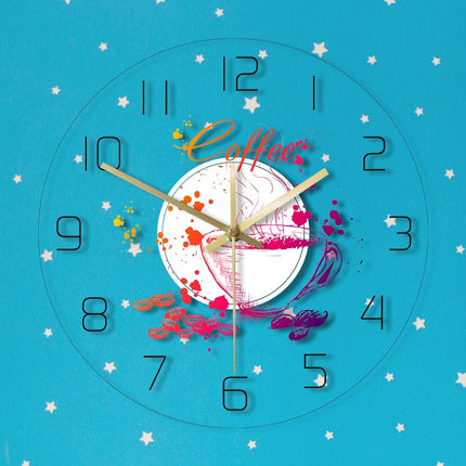 Moderne Wanduhr mit Kaffeetassen-Motiv