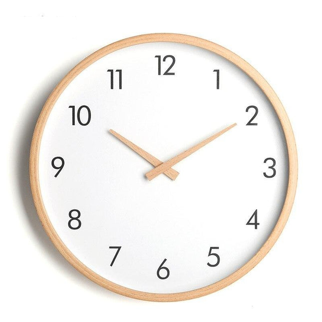 Klassische Wanduhr Holz wie Schul-Uhr