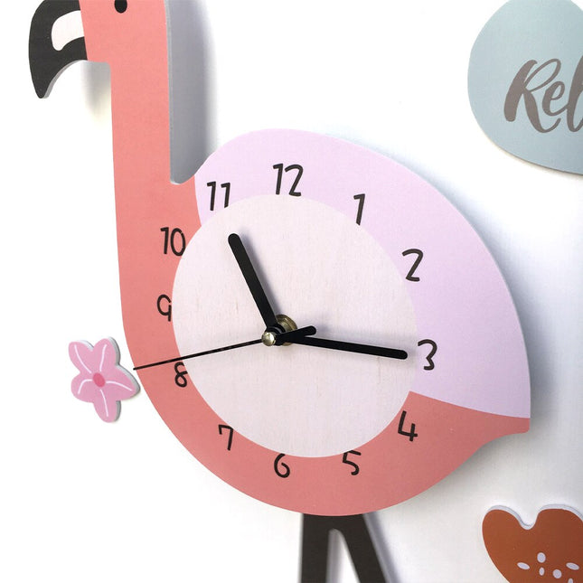 Kinder Wanduhr in Flamingo-Form
