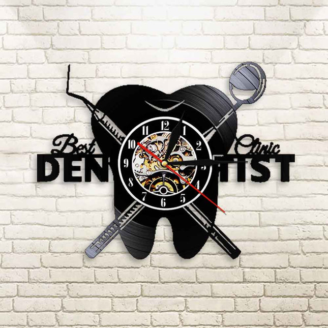 Zahnarzt Schallplattenuhr als Deko für Praxis