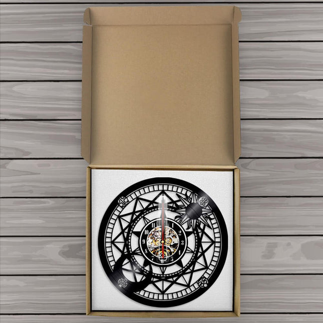 Schallplattenuhr Kompass nautisches Design Vinyl