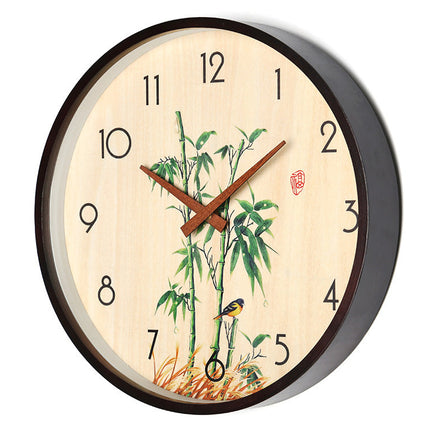 Wanduhr Holz mit Bambus Motiv