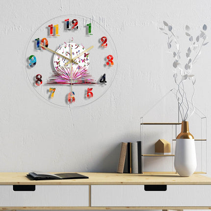 Acryl-Wanduhr mit Musikbuch-Motiv