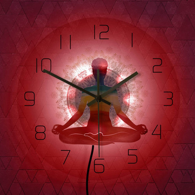 Wanduhr für Meditation mit Yoga-Figur