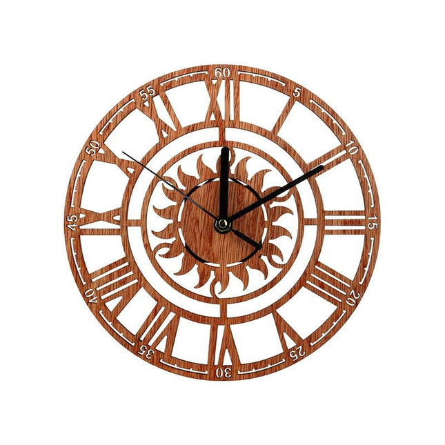 Wanduhr Sonne Holz römische Zahlen