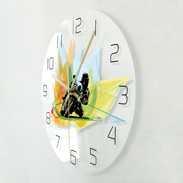 Wanduhr mit Rennmotorrad Motiv abstrakt