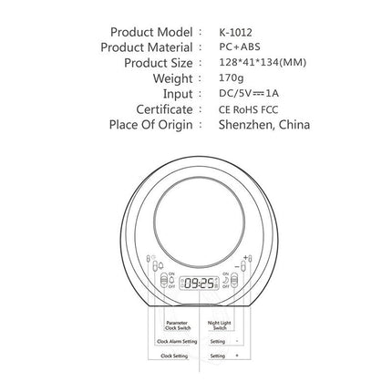 Futuristische Tischuhr mit Mond-Nachtlicht