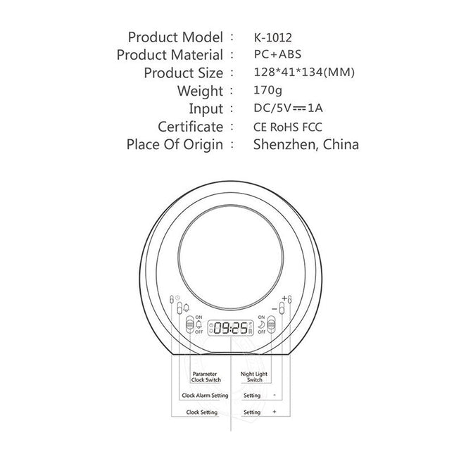 Futuristische Tischuhr mit Mond-Nachtlicht
