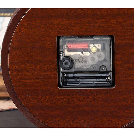 Runde Vintage Tischuhr aus Holz