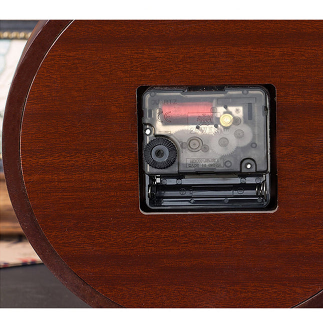 Runde Vintage Tischuhr aus Holz