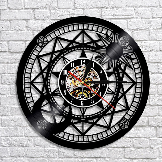 Schallplattenuhr Kompass nautisches Design Vinyl