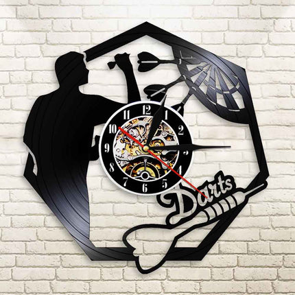 Darts Schallplattenuhr als coole Deko für Bar