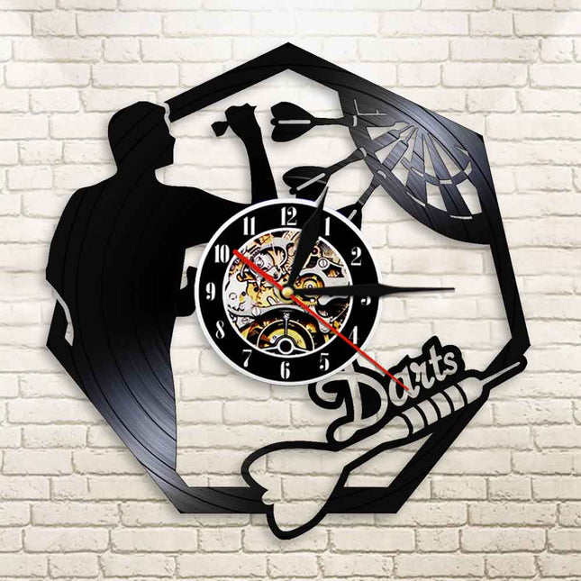 Darts Schallplattenuhr als coole Deko für Bar