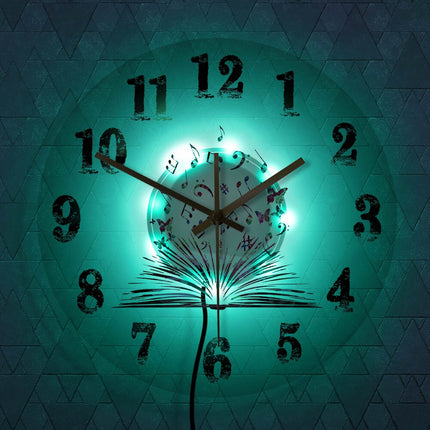 Acryl-Wanduhr mit Musikbuch-Motiv
