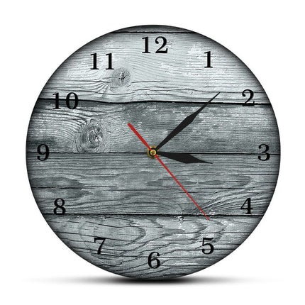 Vintage Wanduhr in blauer Holzoptik rund