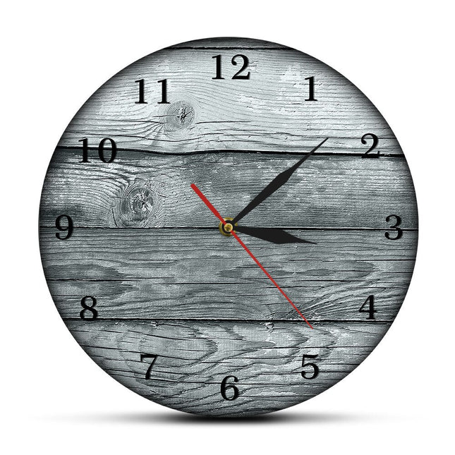 Vintage Wanduhr in blauer Holzoptik rund