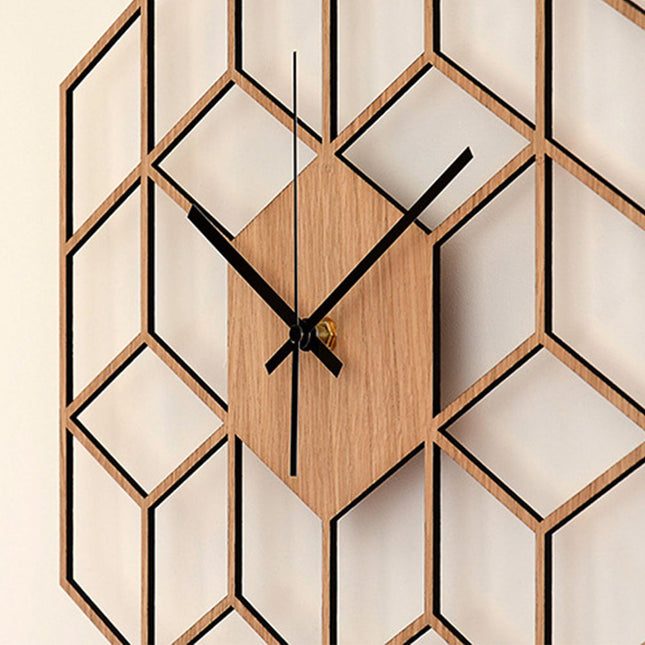 Geometrische Wanduhr Holz Würfel Design