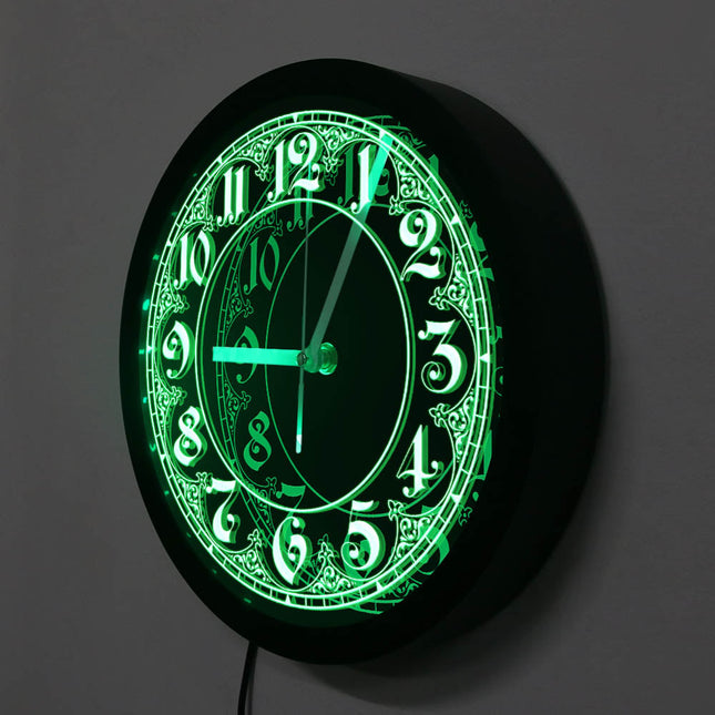 LED-Wanduhr mit arabischem Ornament-Design