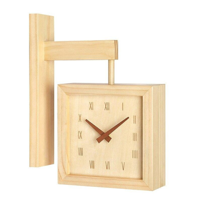 Weiße Bahnhofsuhr aus Holz quadratisch