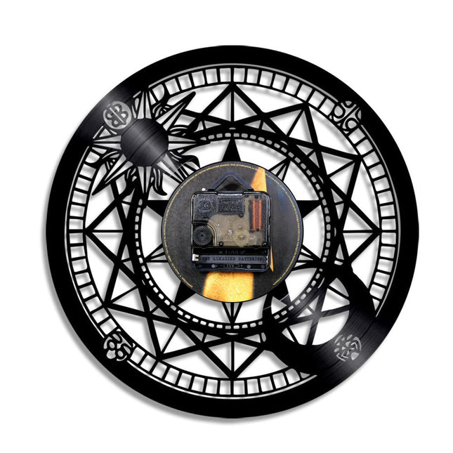 Schallplattenuhr Kompass nautisches Design Vinyl