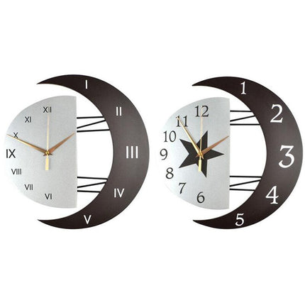 Wanduhr Halbmond Design mit Stern