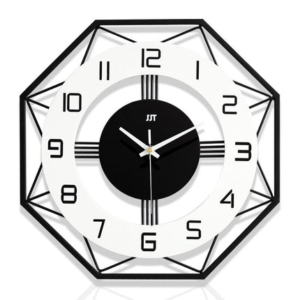 Achteckige Wanduhr geometrisches Metall-Design