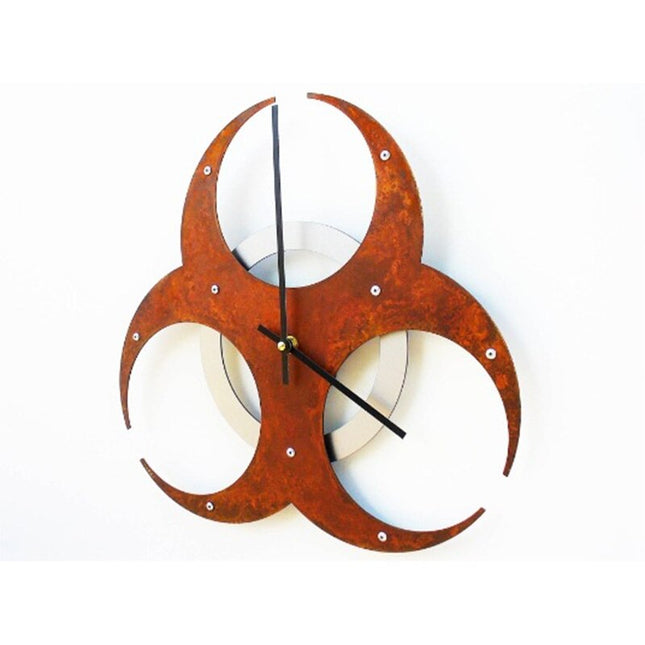 Wanduhr Biohazard Symbol aus Metall