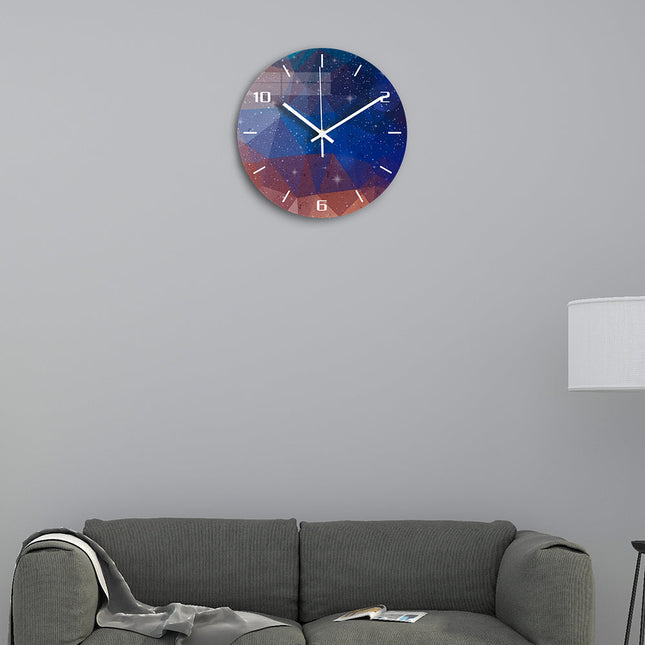 Moderne Glas-Wanduhr mit Galaxie-Motiv