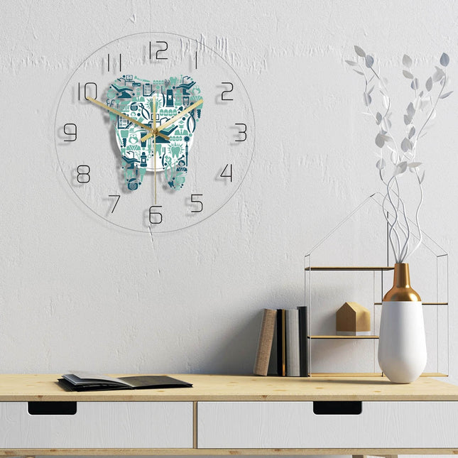 Wanduhr im Zahn-Design für Praxis