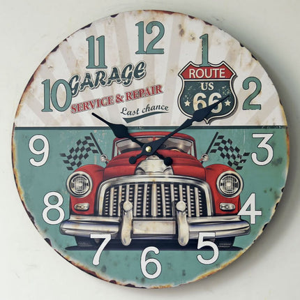 Vintage Wanduhr mit Route 66 Motiv